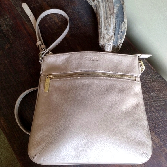 Susu Beige Leather Saxon Crossbody Handbag - Picture 6 of 12